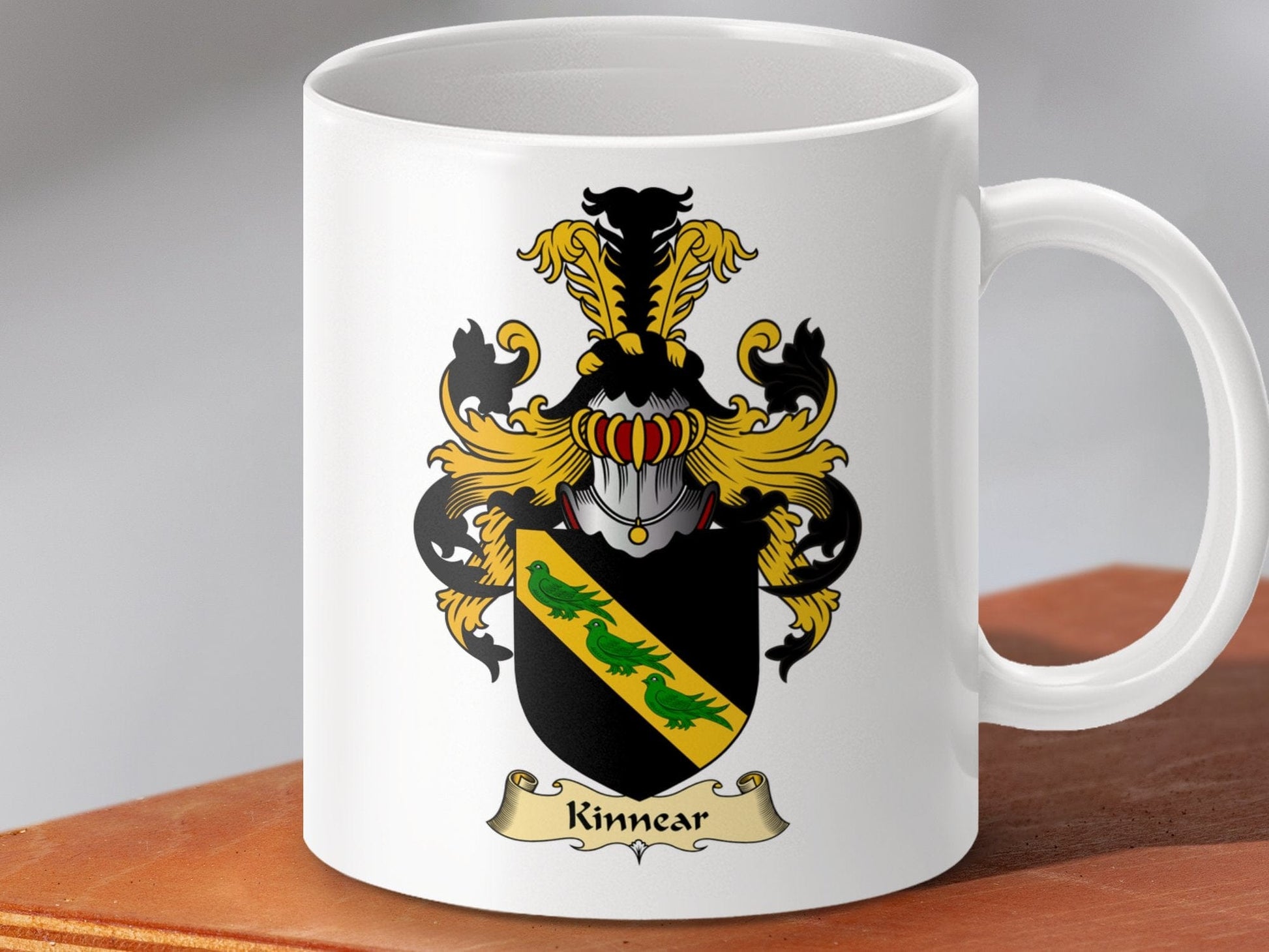 Physical Item 11oz / White Kinnear Clan Coat Of Arms Scottish Mug