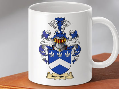 Physical Item 11oz / White Kinninmond Clan Coat Of Arms Scottish Mug