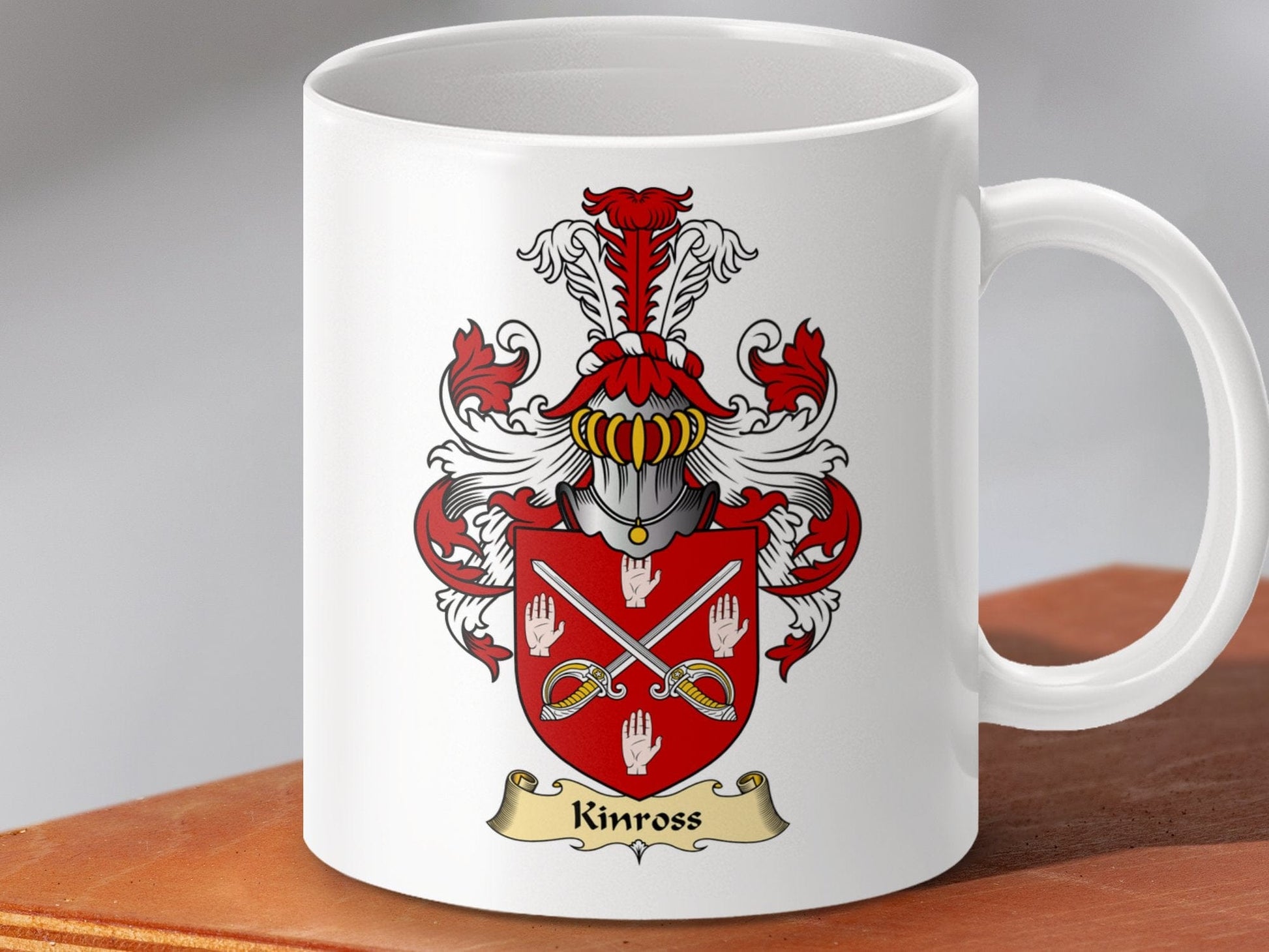 Physical Item 11oz / White Kinross Clan Coat Of Arms Scottish Mug