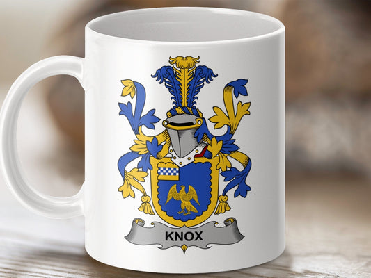 Physical Item 11oz / White Knox Surname Irish Heraldry Ceramic Mug