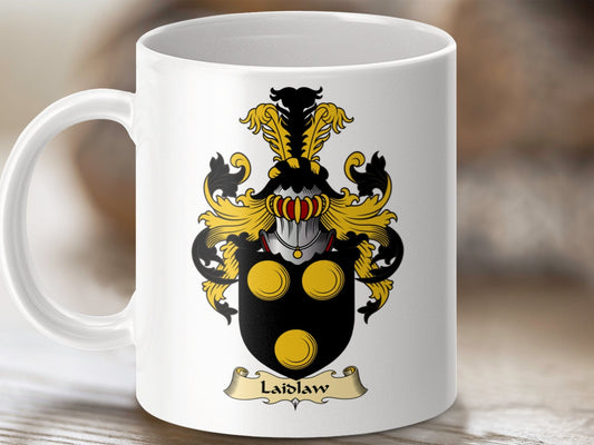 Physical Item 11oz / White Laidlaw Clan Coat Of Arms Scottish Mug