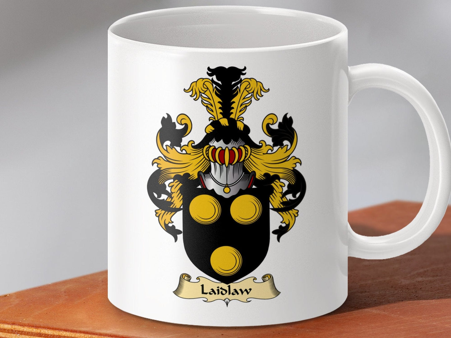 Physical Item 11oz / White Laidlaw Clan Coat Of Arms Scottish Mug