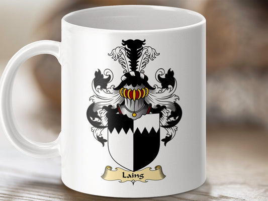 Physical Item 11oz / White Laing Clan Coat Of Arms Scottish Mug