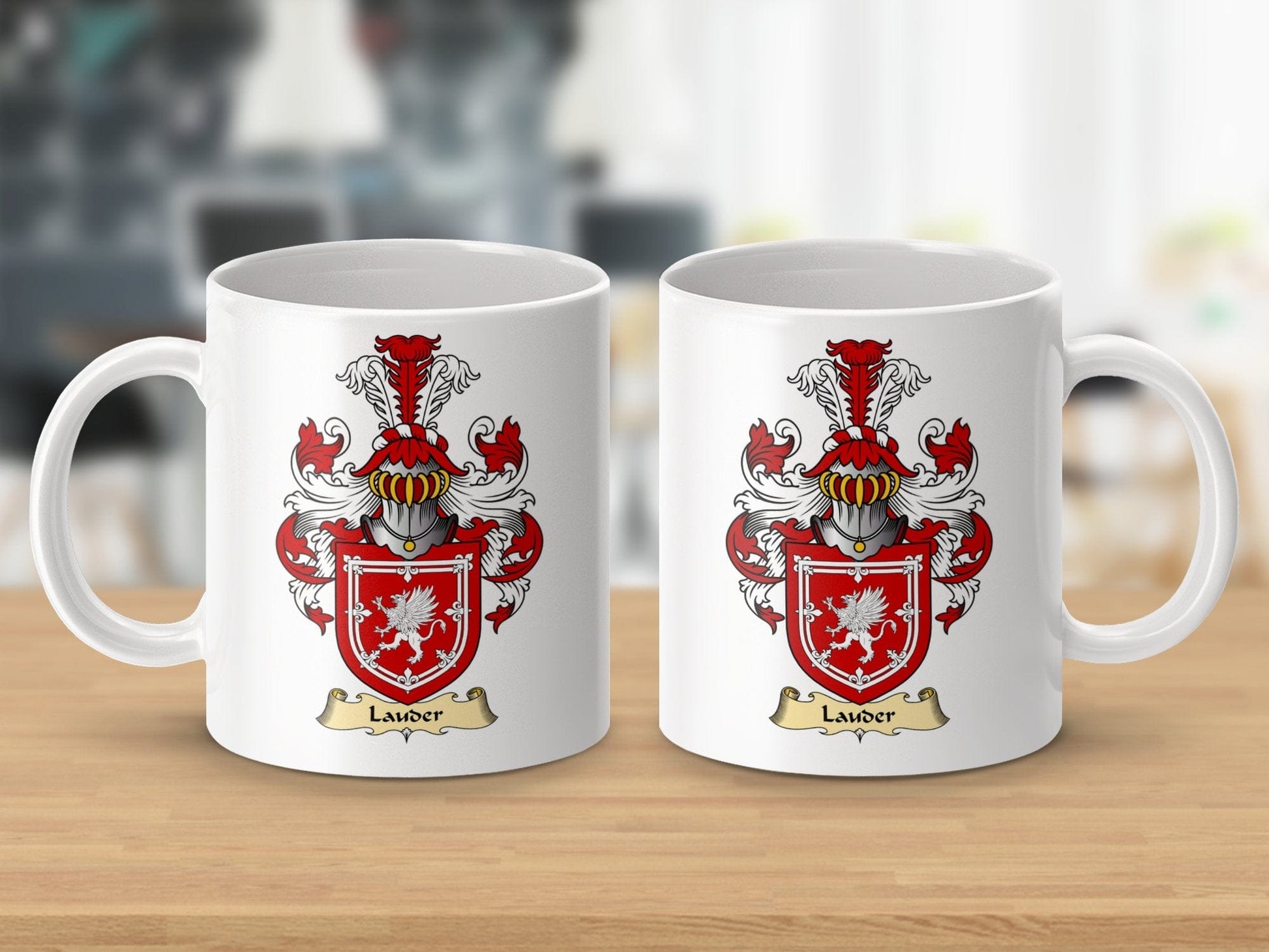 Physical Item 11oz / White Lauder Clan Coat Of Arms Scottish mug