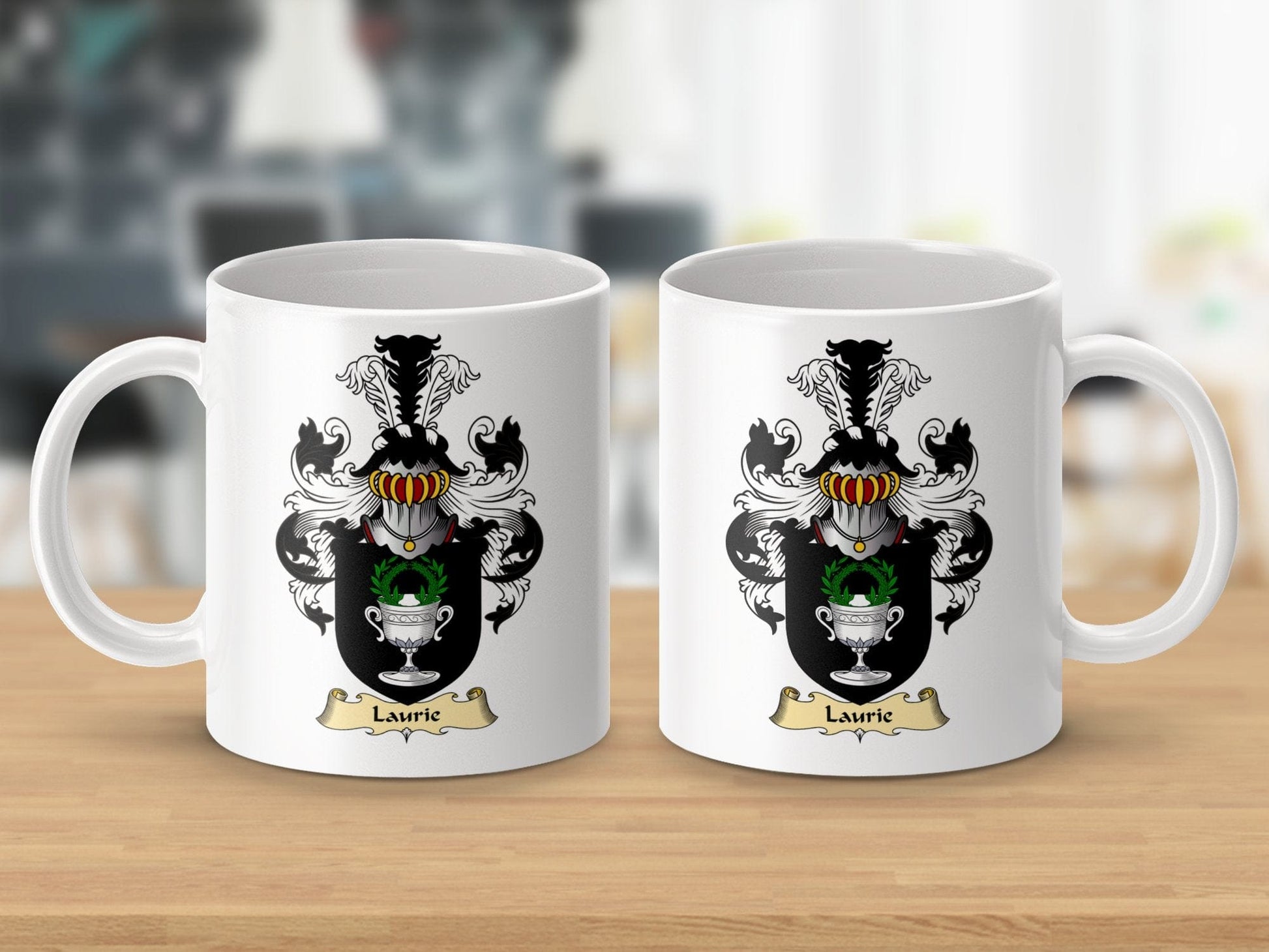 Physical Item 11oz / White Laurie Clan Coat Of Arms Scottish Mug