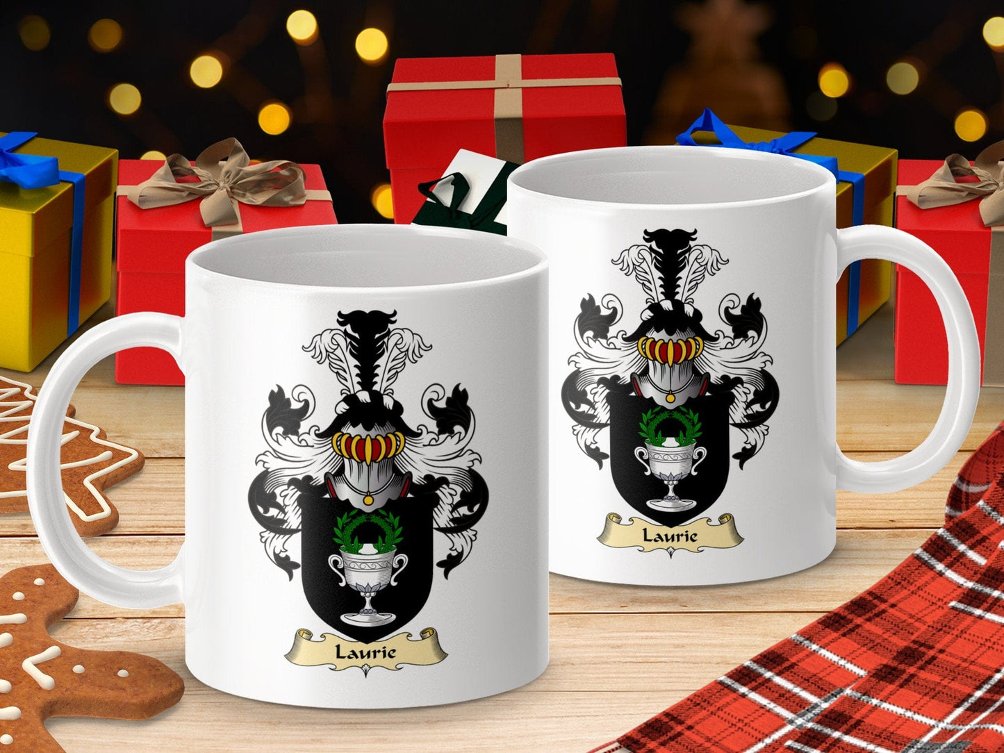 Physical Item 11oz / White Laurie Clan Coat Of Arms Scottish Mug