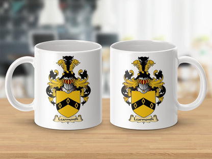 Physical Item 11oz / White Learmonth Clan Coat Of Arms Scottish Crest Coffee Mug