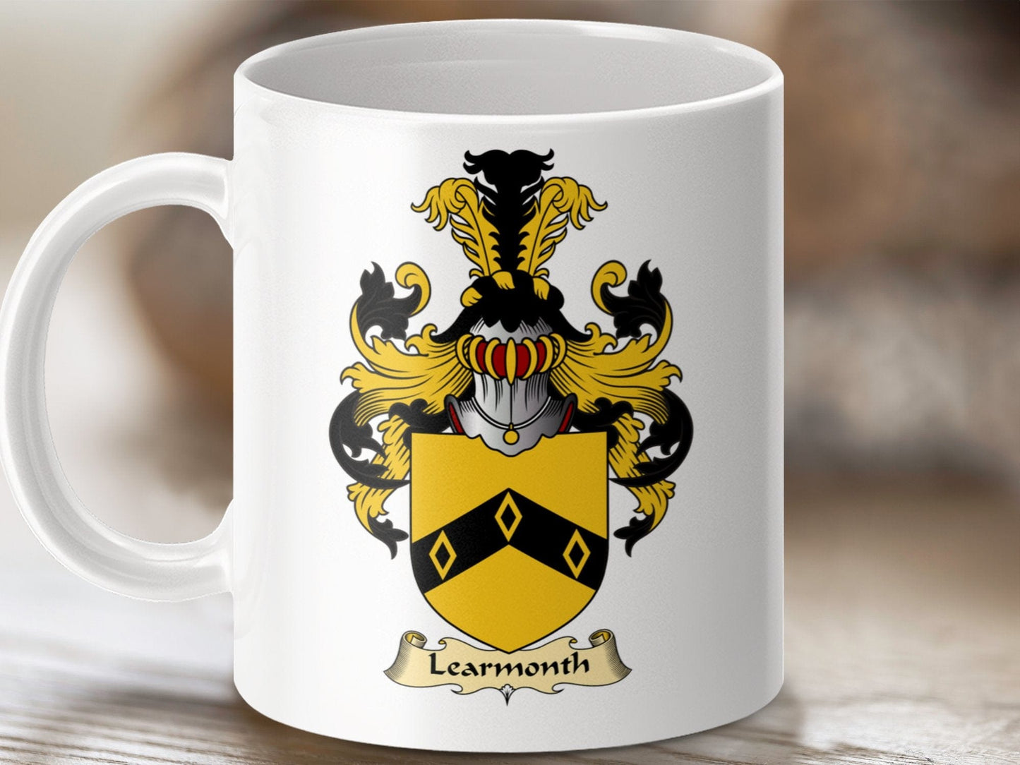 Physical Item 11oz / White Learmonth Clan Coat Of Arms Scottish Crest Coffee Mug