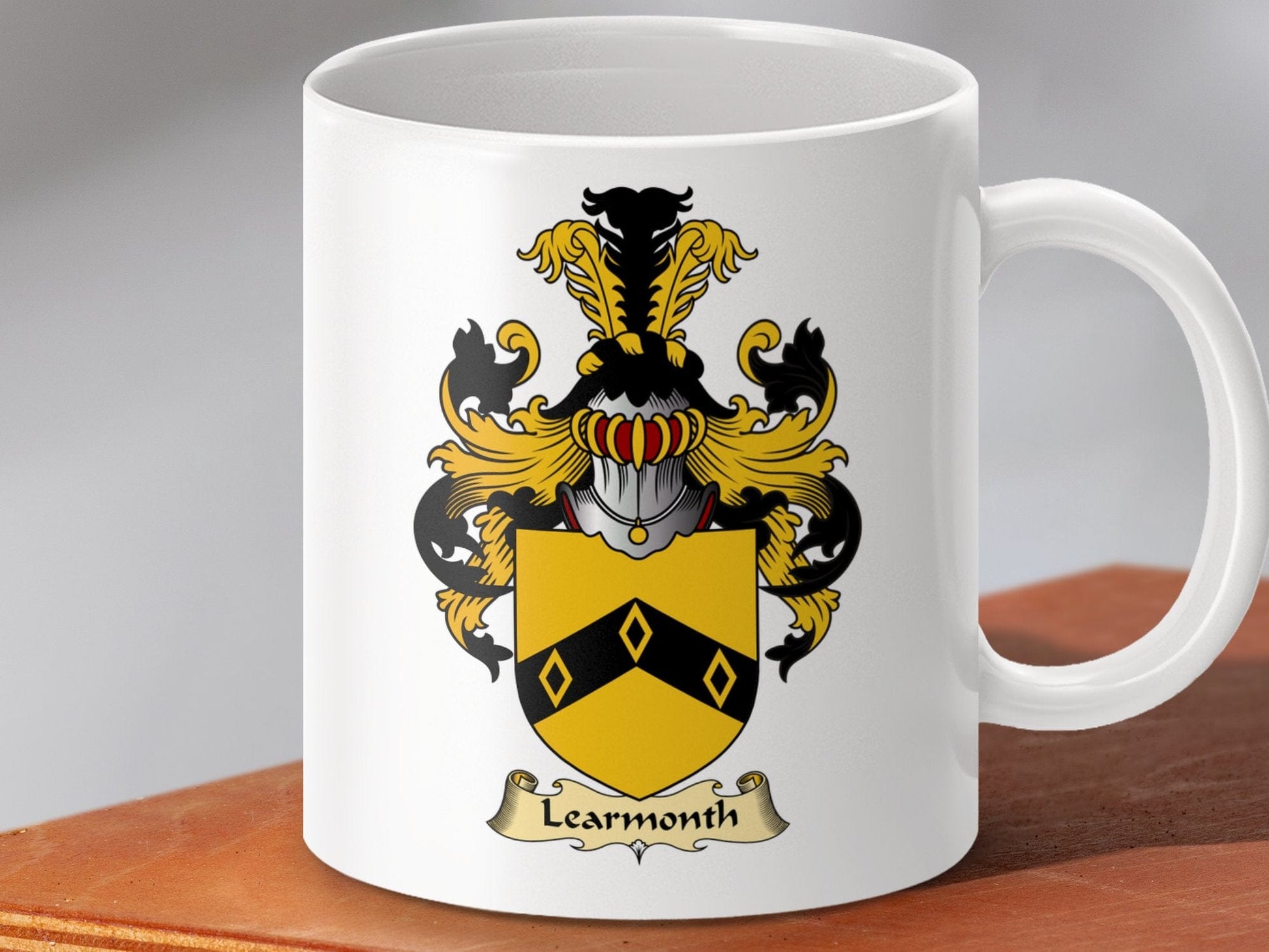 Physical Item 11oz / White Learmonth Clan Coat Of Arms Scottish Crest Coffee Mug