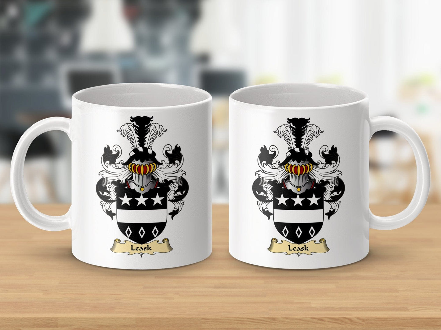 Physical Item 11oz / White Leask Clan Coat Of Arms Scottish Mug