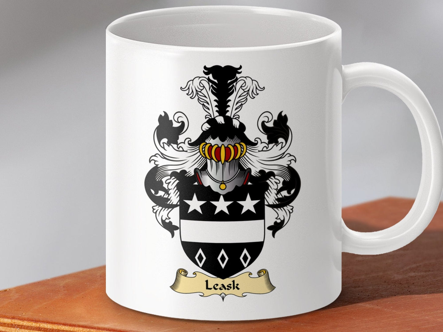 Physical Item 11oz / White Leask Clan Coat Of Arms Scottish Mug