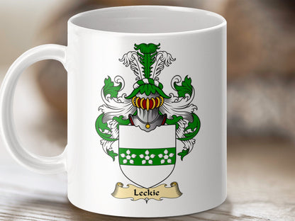 Physical Item 11oz / White Leckie Clan Coat Of Arms Scottish Mug