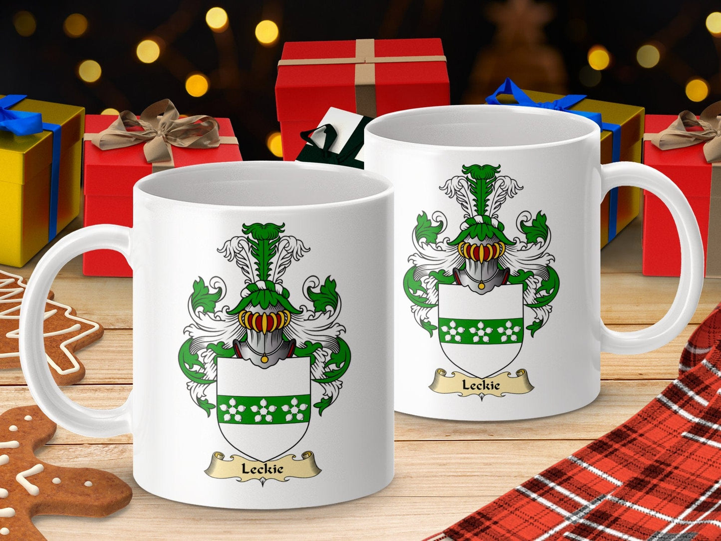 Physical Item 11oz / White Leckie Clan Coat Of Arms Scottish Mug