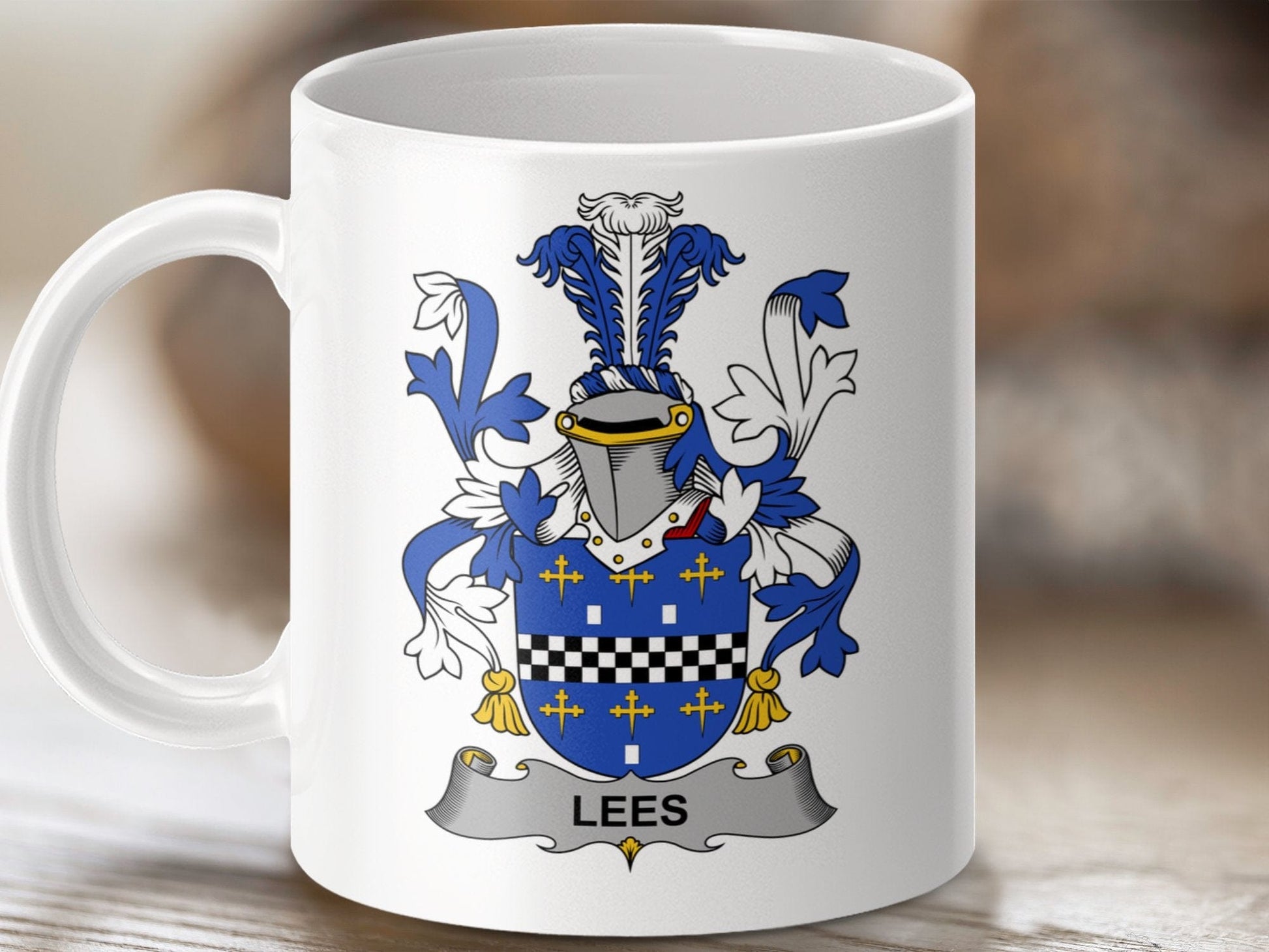 Physical Item 11oz / White Lees Surname Irish Heraldry Ceramic Mug