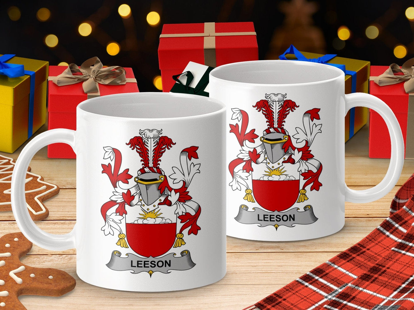 Physical Item 11oz / White Leeson Surname Irish Heraldry Ceramic Mug