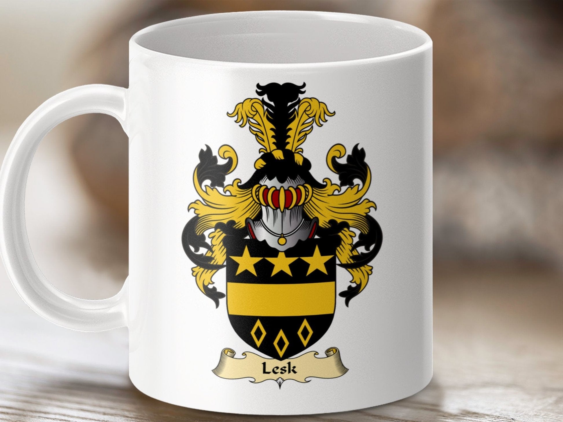 Physical Item 11oz / White Lesk Clan Coat Of Arms Scottish Mug