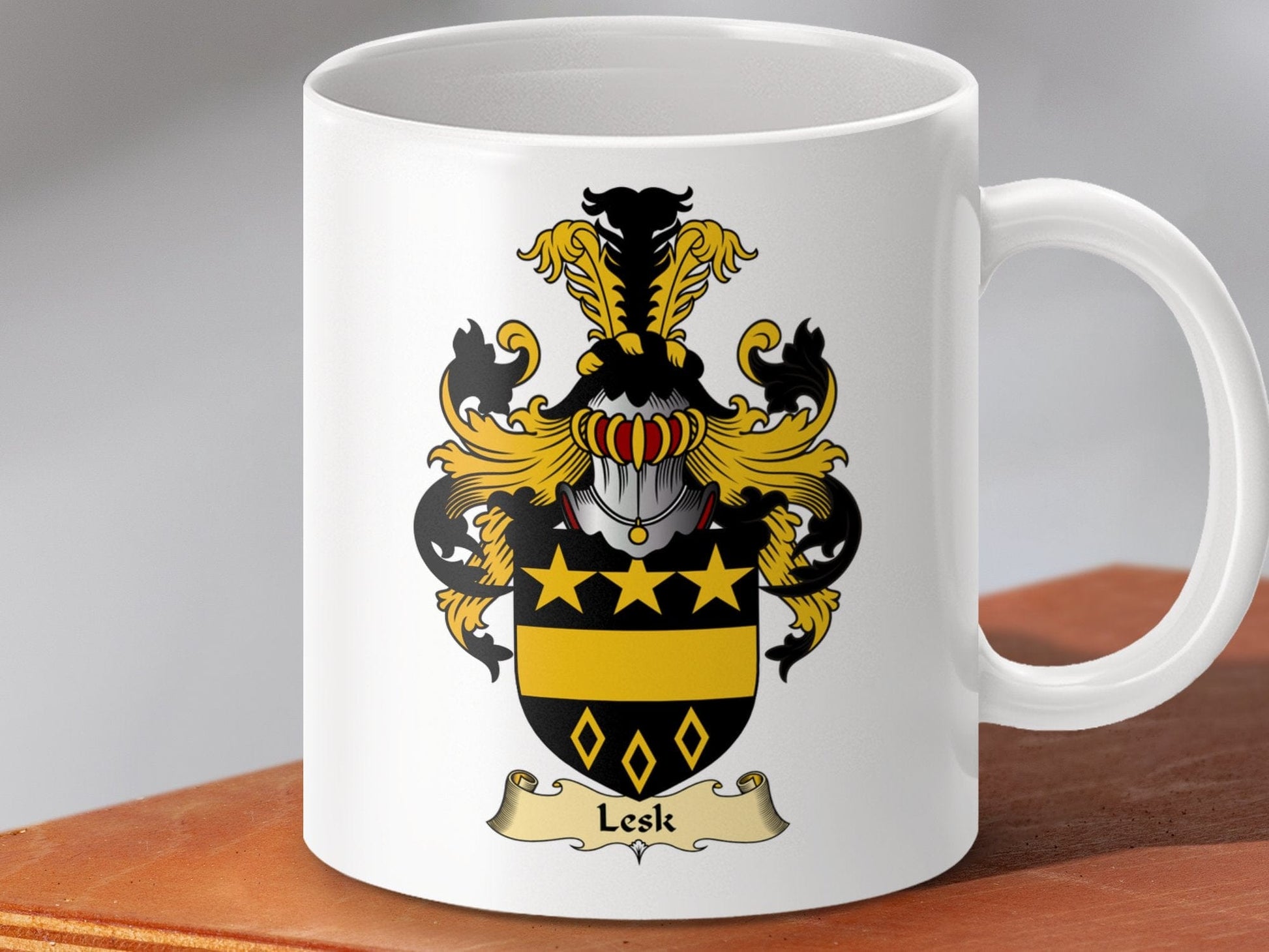 Physical Item 11oz / White Lesk Clan Coat Of Arms Scottish Mug