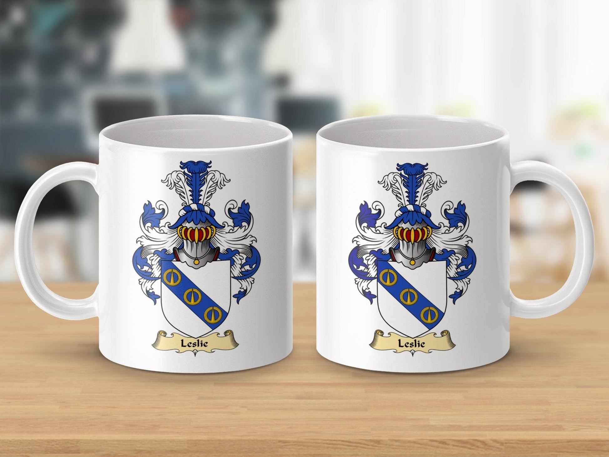 Physical Item 11oz / White Leslie Clan Coat Of Arms Scottish Mug