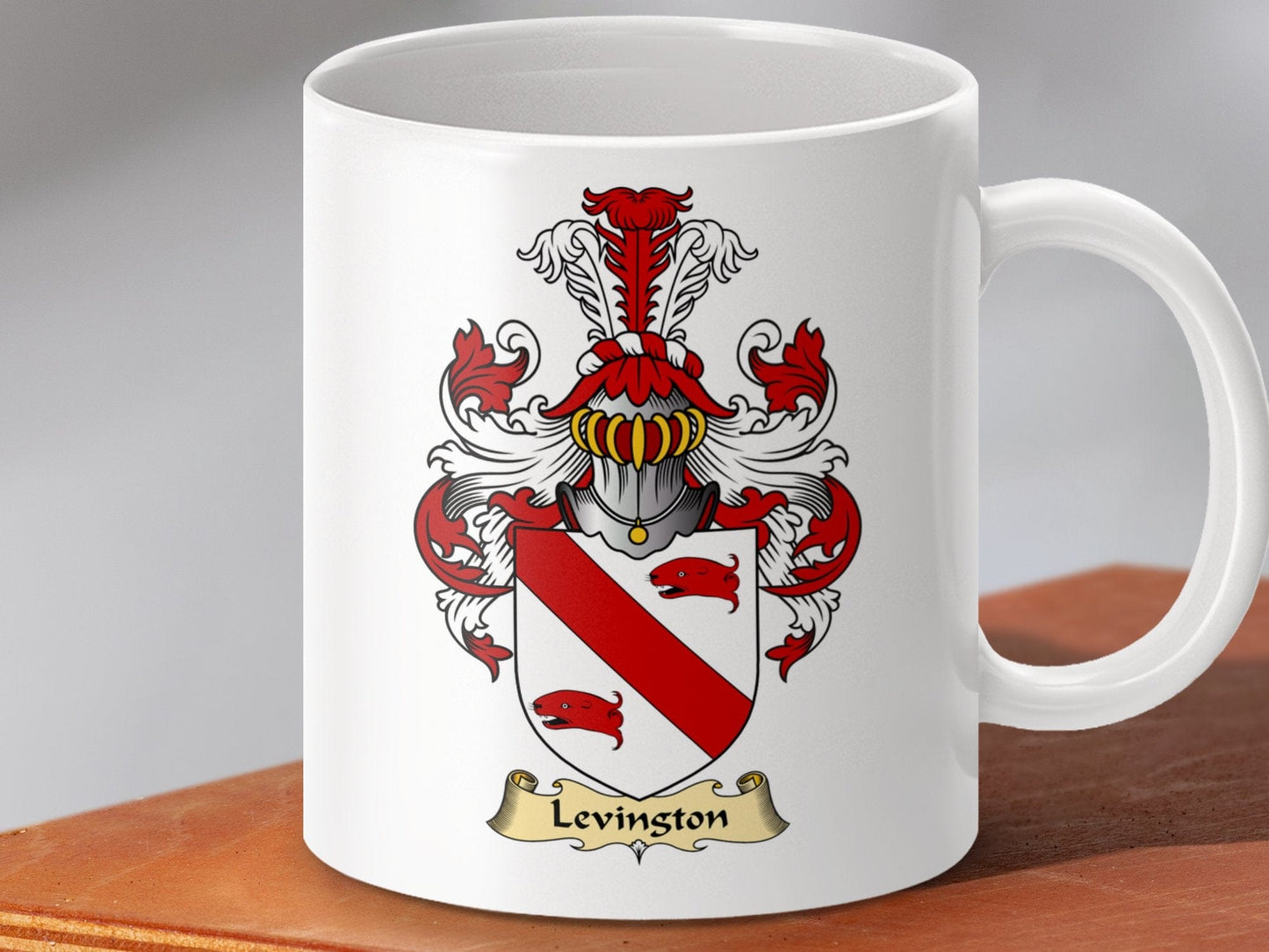 Physical Item 11oz / White Levingston Clan Coat Of Arms Scottish Mug