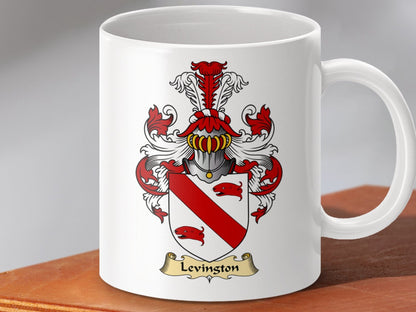 Physical Item 11oz / White Levingston Clan Coat Of Arms Scottish Mug