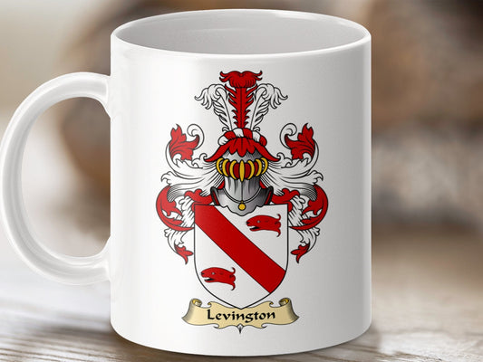 Physical Item 11oz / White Levingston Clan Coat Of Arms Scottish Mug