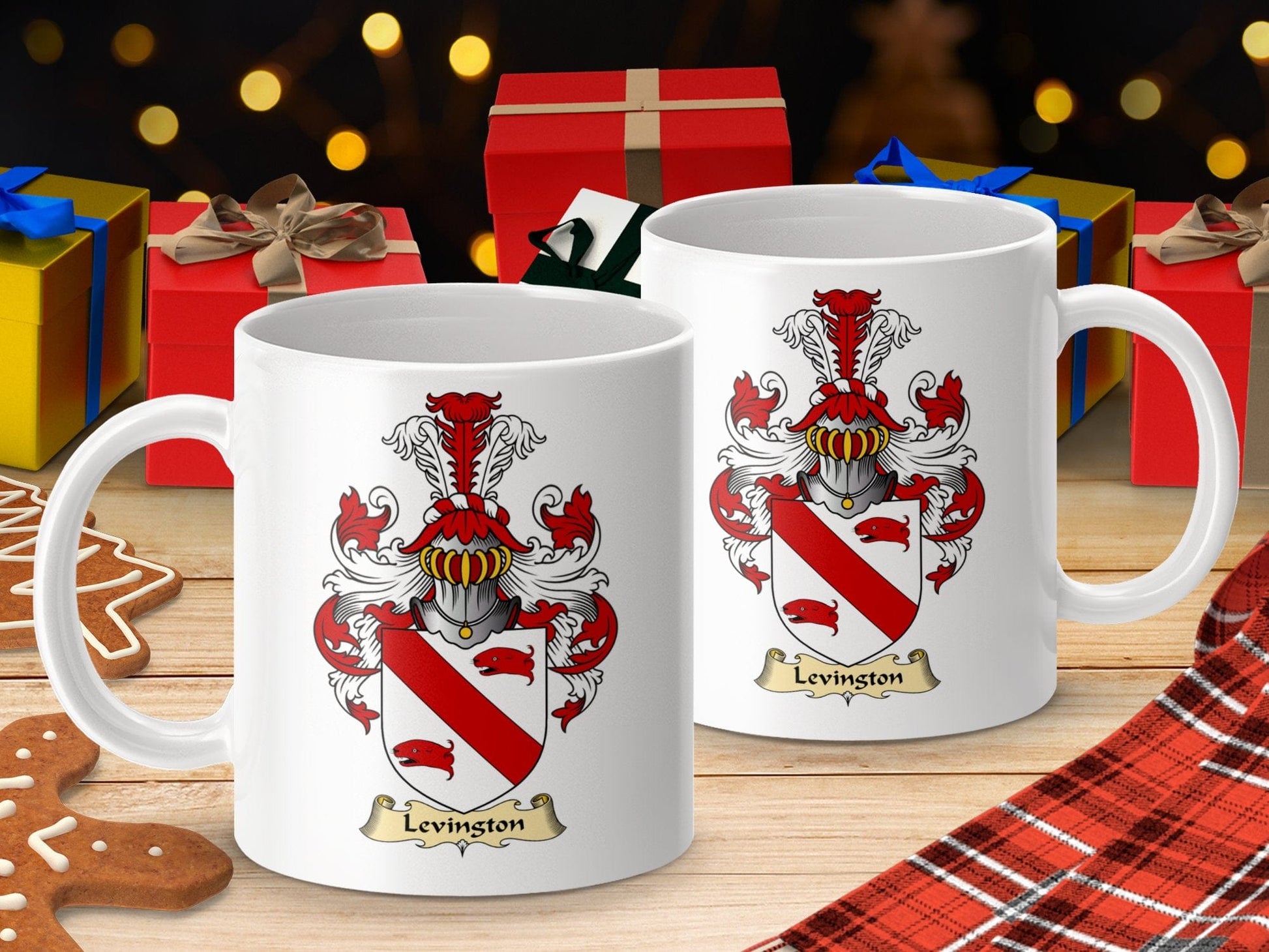 Physical Item 11oz / White Levingston Clan Coat Of Arms Scottish Mug