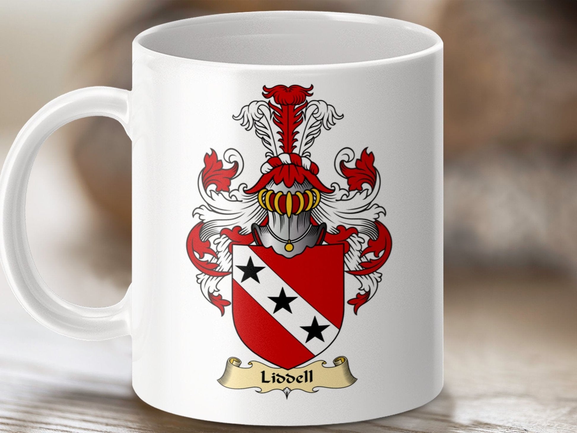 Physical Item 11oz / White Liddell Clan Coat Of Arms Scottish Mug