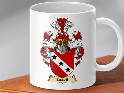 Physical Item 11oz / White Liddell Clan Coat Of Arms Scottish Mug