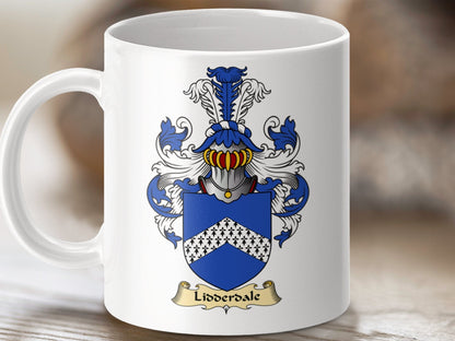 Physical Item 11oz / White Lidderdale Clan Coat Of Arms Scottish Mug