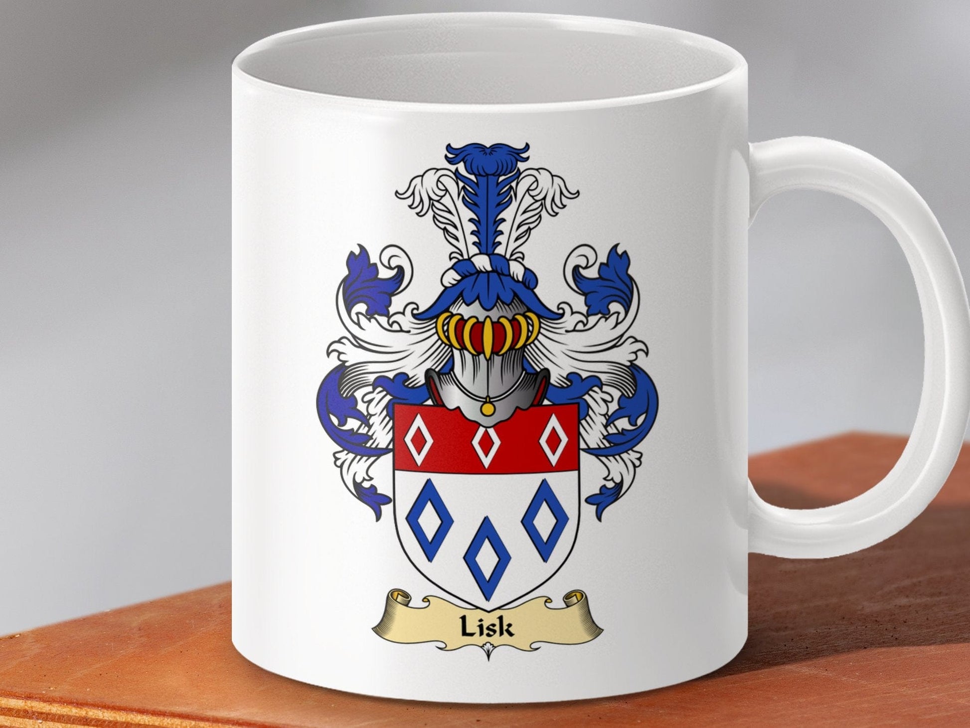 Physical Item 11oz / White Lisk Clan Coat Of Arms Scottish Mug