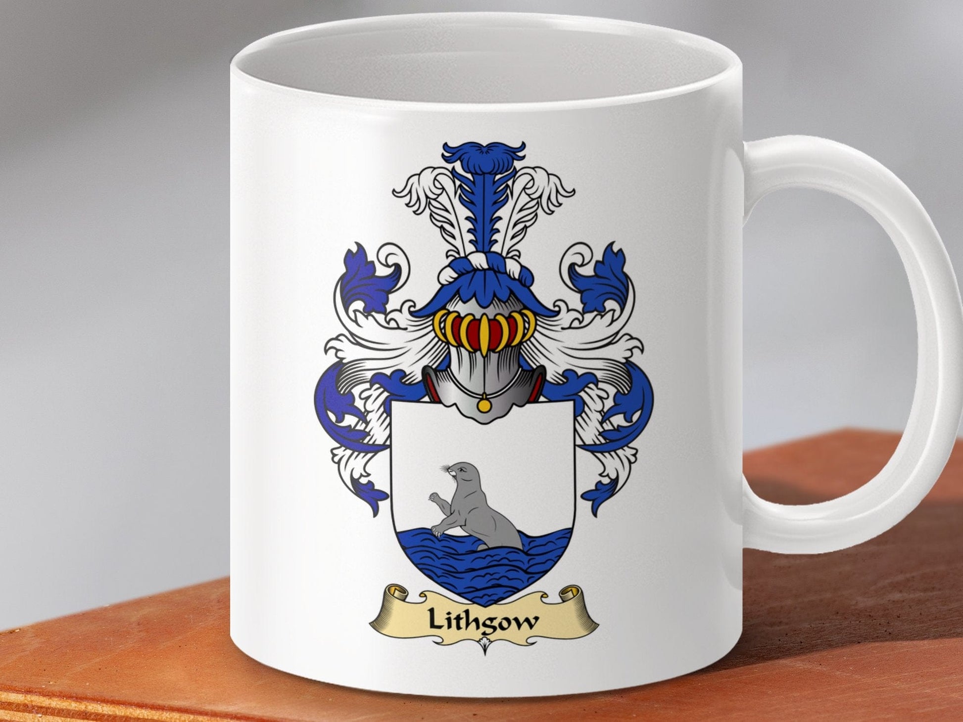 Physical Item 11oz / White Lithgow Clan Coat Of Arms Scottish Mug