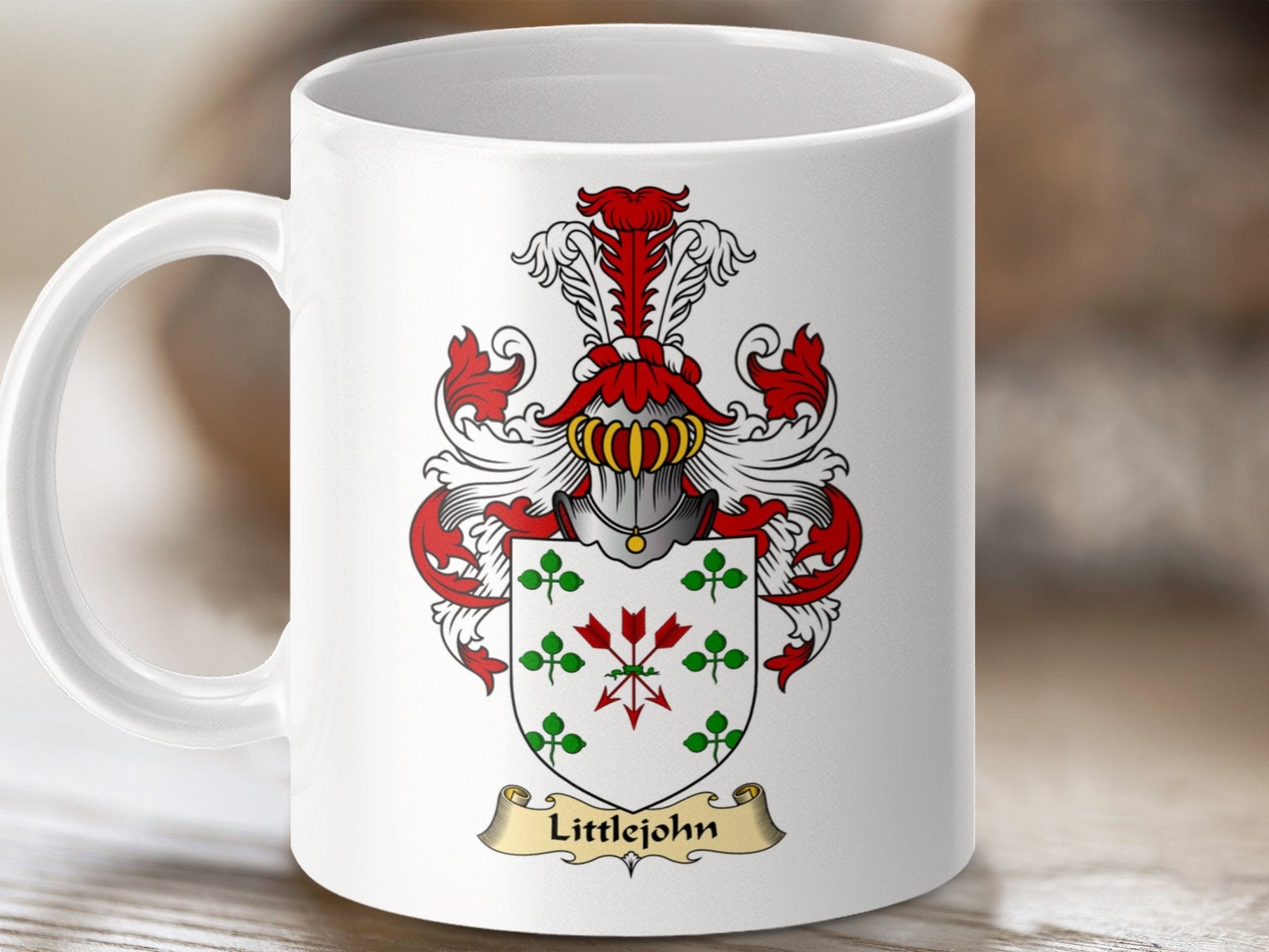 Physical Item 11oz / White Littlejohn Clan Coat Of Arms Scottish Mug