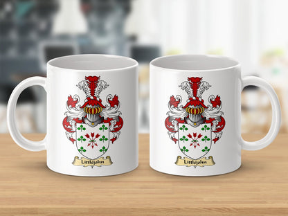 Physical Item 11oz / White Littlejohn Clan Coat Of Arms Scottish Mug