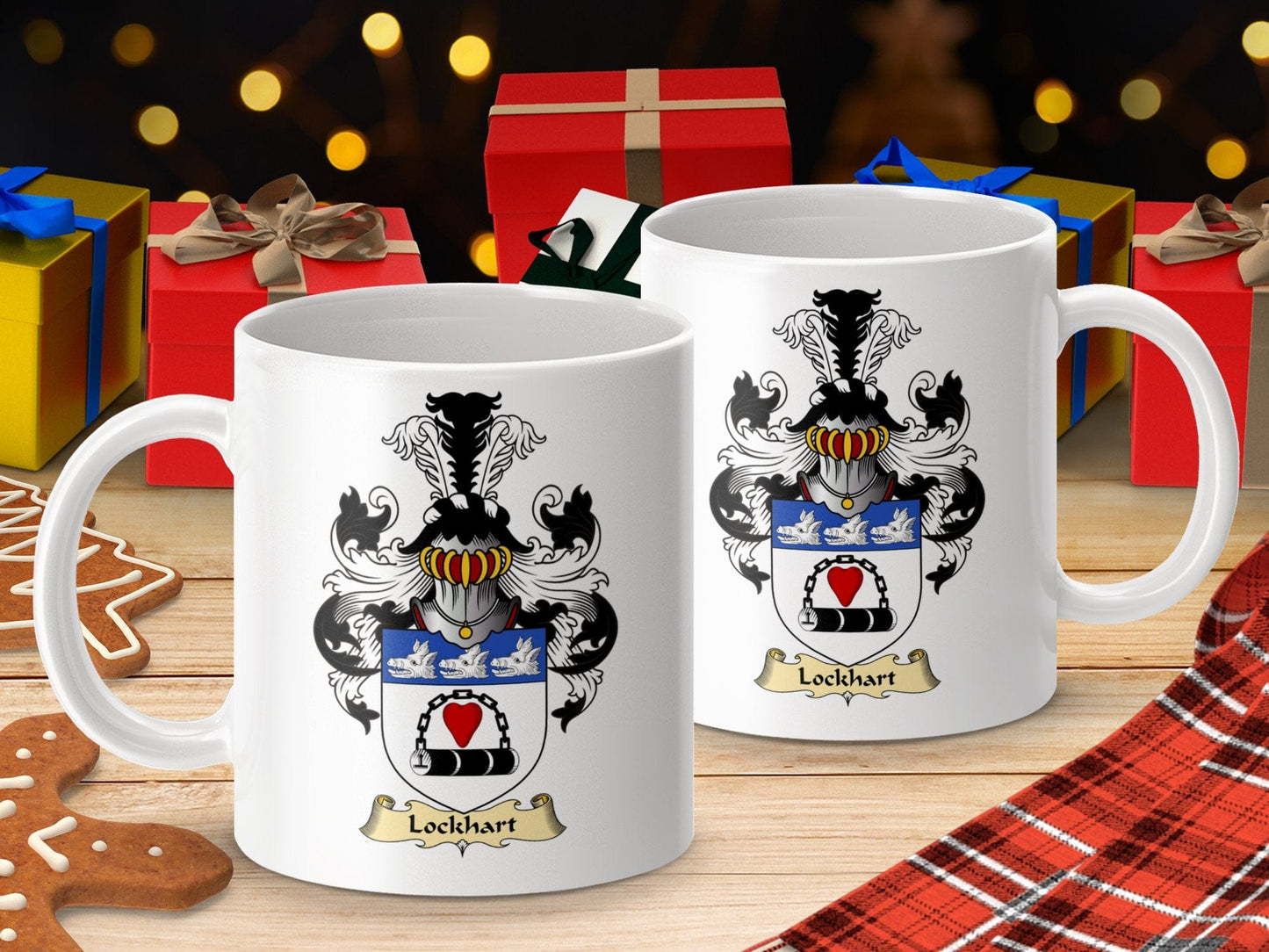 Physical Item 11oz / White Lockhart Clan Coat Of Arms Scottish Clan Emblem Mug