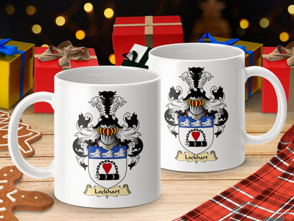 Physical Item 11oz / White Lockhart Clan Coat Of Arms Scottish Clan Emblem Mug