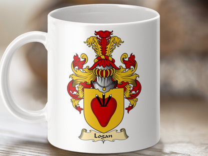 Physical Item 11oz / White Logan Clan Coat Of Arms Scottish mug