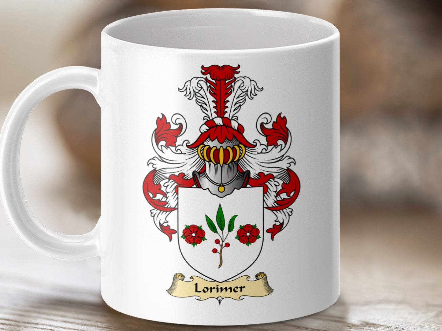 Physical Item 11oz / White Lorimer Clan Coat Of Arms Scottish Mug