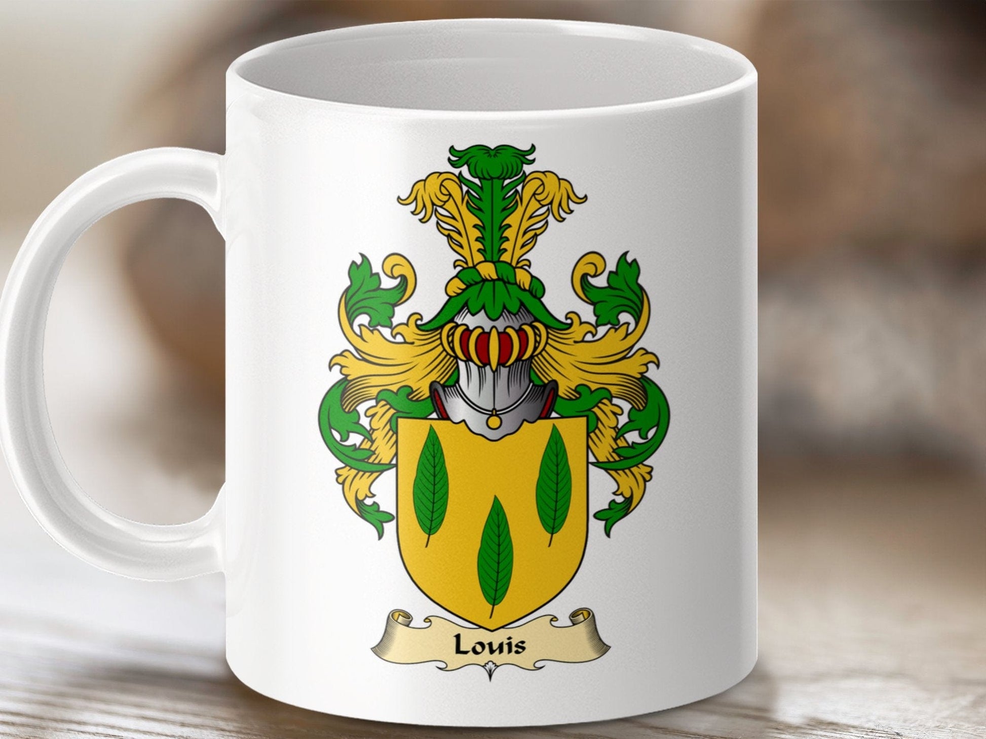 Physical Item 11oz / White Louis Clan Coat Of Arms Scottish Mug