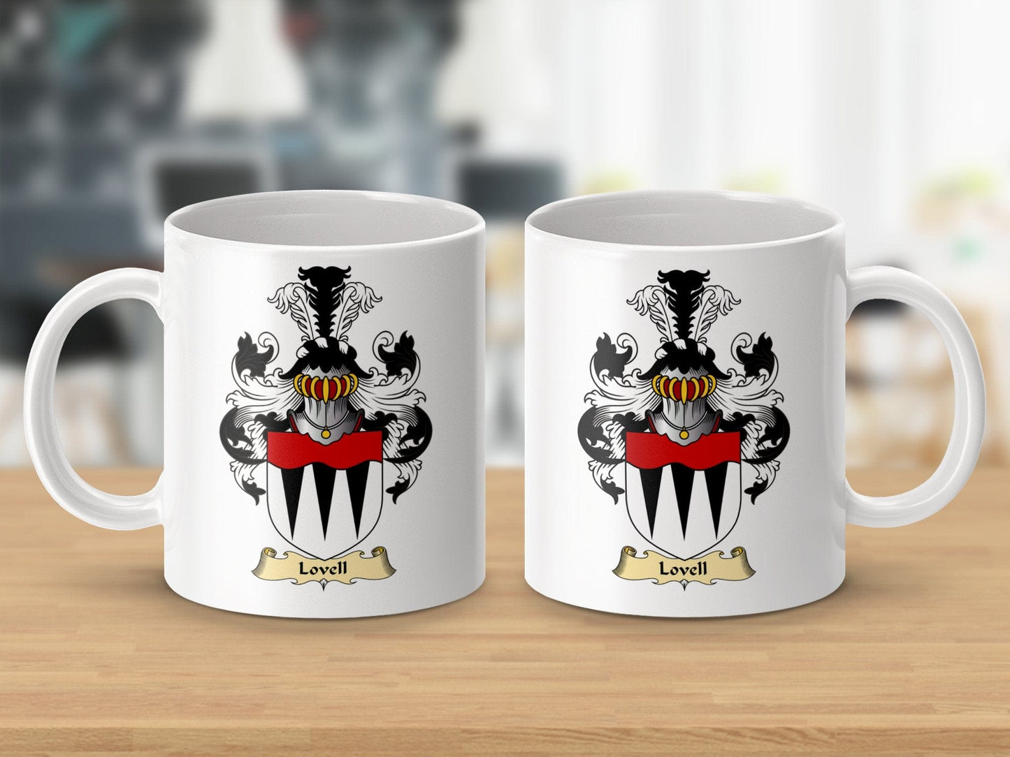 Physical Item 11oz / White Lovell Clan Coat of Arms Scottish Heritage Mug