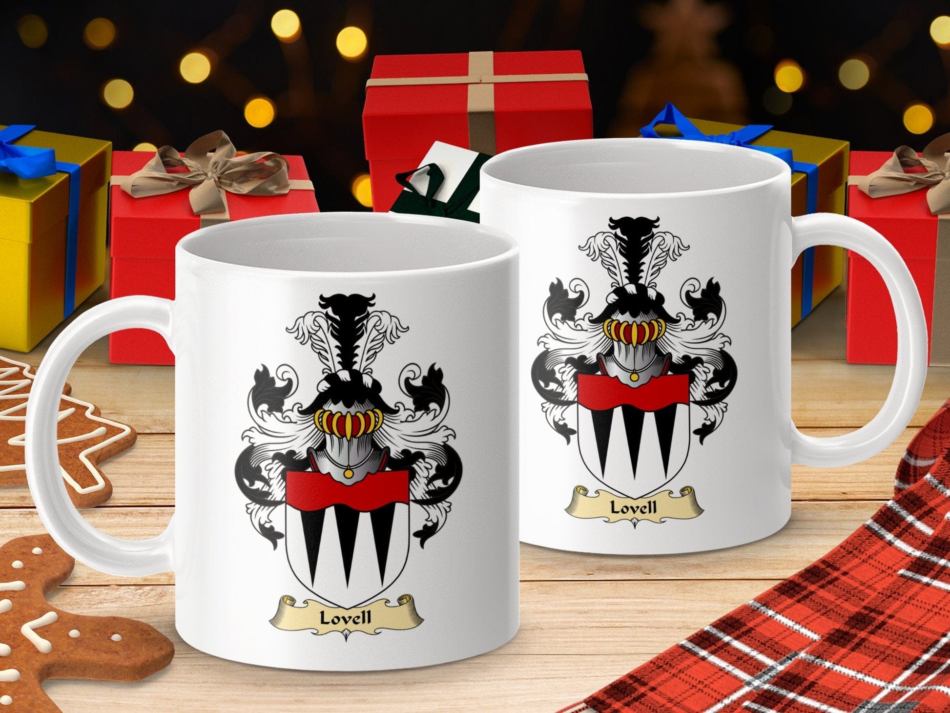 Physical Item 11oz / White Lovell Clan Coat of Arms Scottish Heritage Mug