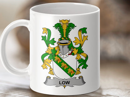 Physical Item 11oz / White Low Surname Irish Heraldry Insignia Style Mug