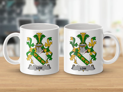 Physical Item 11oz / White Low Surname Irish Heraldry Insignia Style Mug