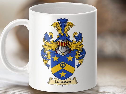 Physical Item 11oz / White Lumsden Clan Coat Of Arms Scottish Mug