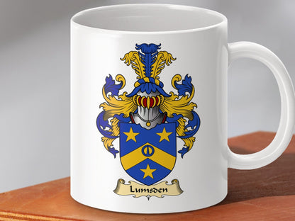 Physical Item 11oz / White Lumsden Clan Coat Of Arms Scottish Mug