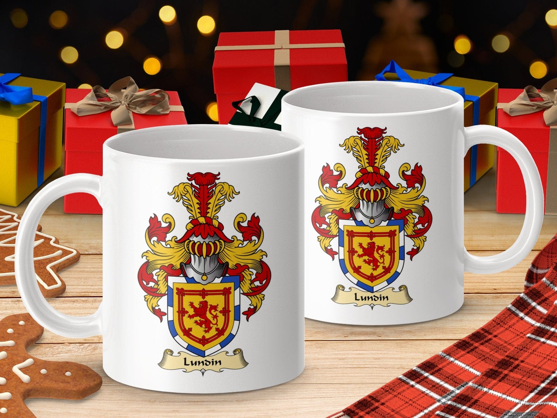 Physical Item 11oz / White Lundin Clan Coat Of Arms Scottish Mug