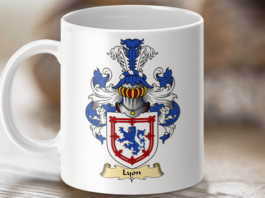 Physical Item 11oz / White Lyon Clan Coat Of Arms Scottish Mug