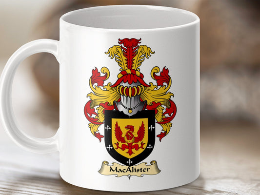 Physical Item 11oz / White MacAlister Clan Coat Of Arms Scottish Mug