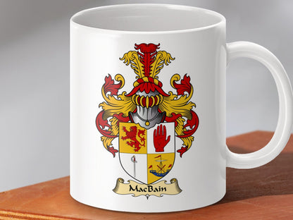 Physical Item 11oz / White MacBain Clan Coat Of Arms Scottish Mug