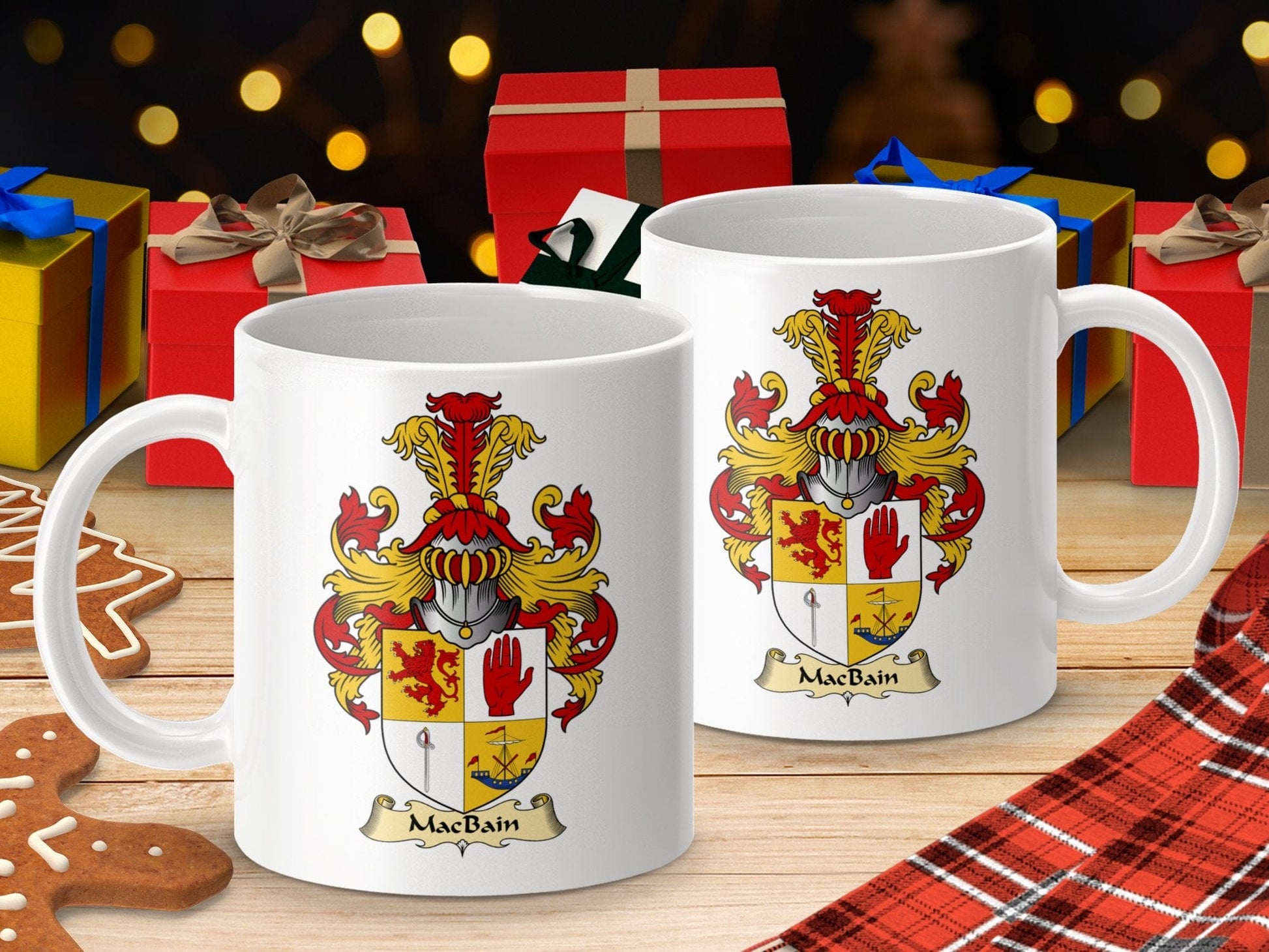 Physical Item 11oz / White MacBain Clan Coat Of Arms Scottish Mug