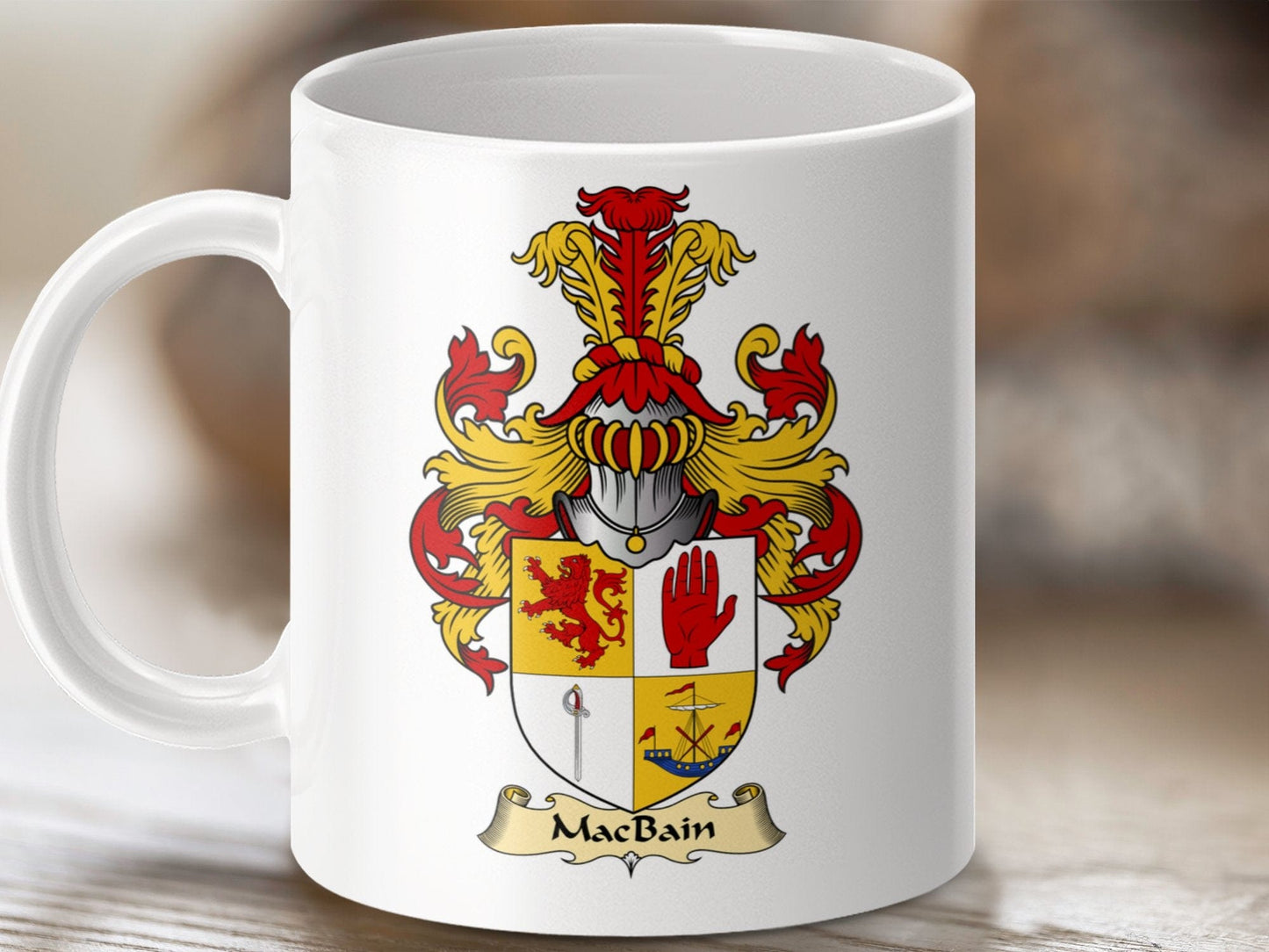 Physical Item 11oz / White MacBain Clan Coat Of Arms Scottish Mug